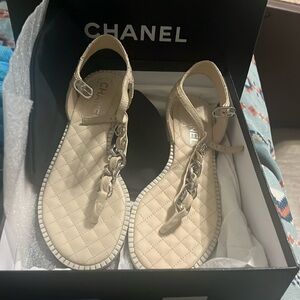 COPY - BNWT Chanel thong nude chain sandals 36.5